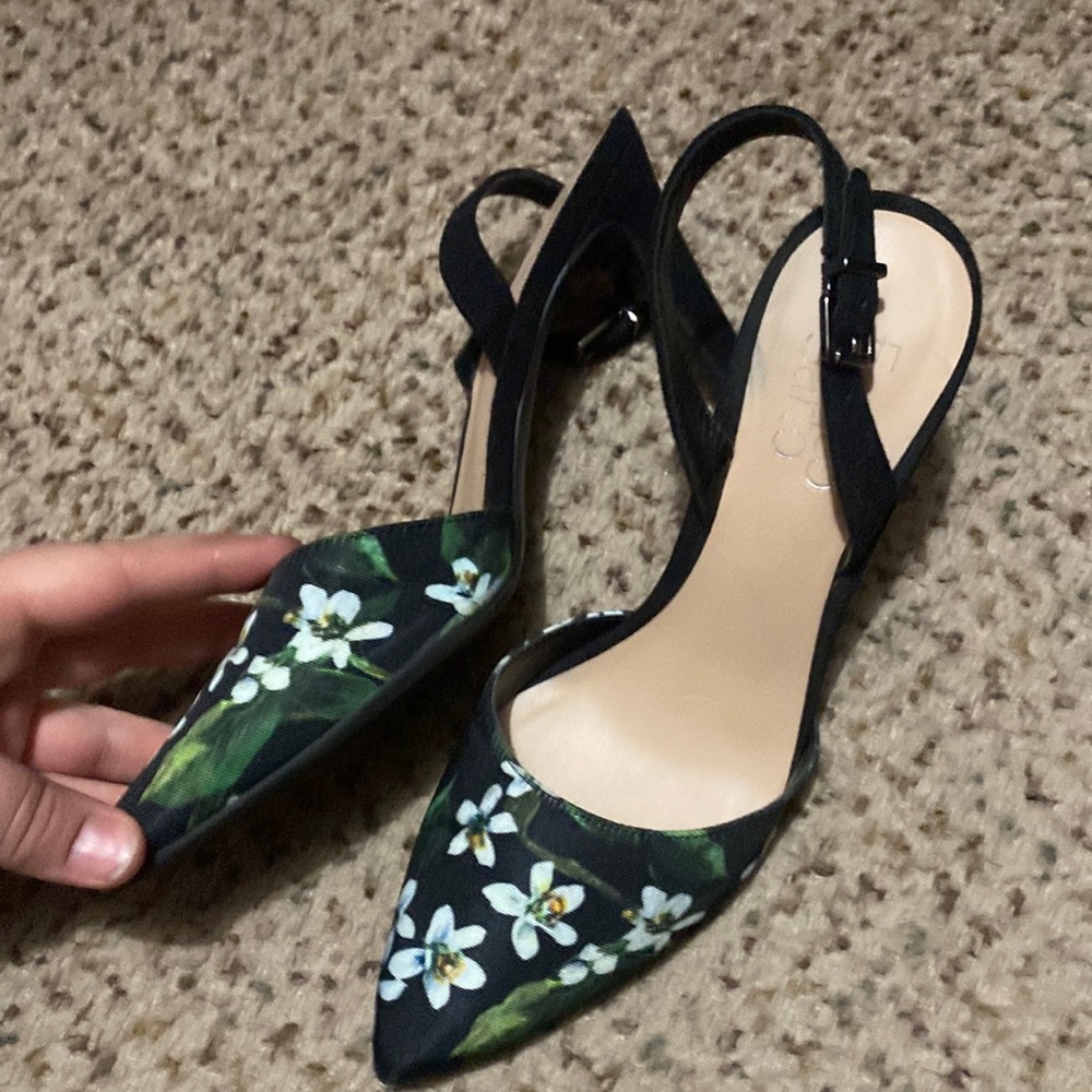 Franco Sarto Floral Pointed Sling Backs